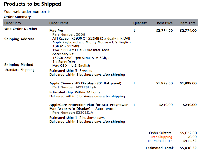 Mac Pro Order Form